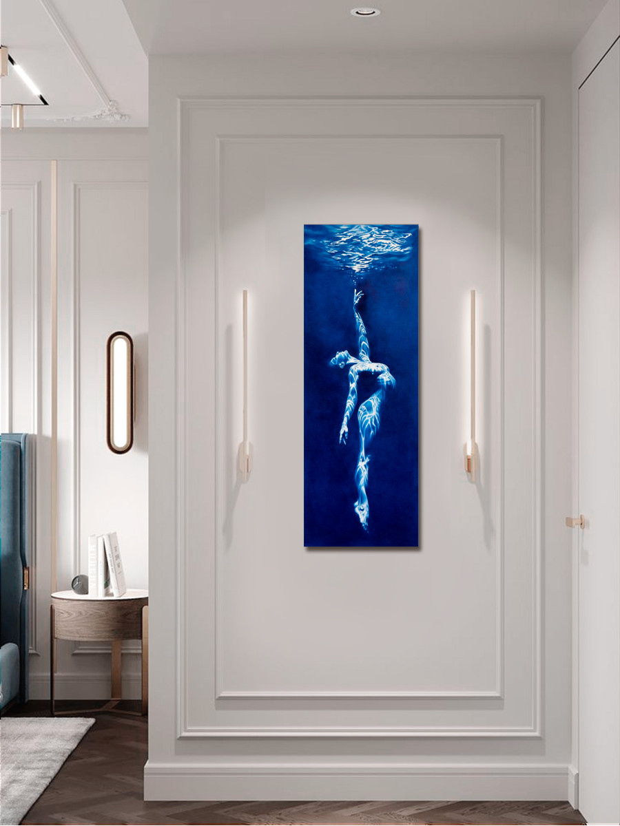 Siren’s Call – Vertical Blue Underwater Nude Limited Edition Print