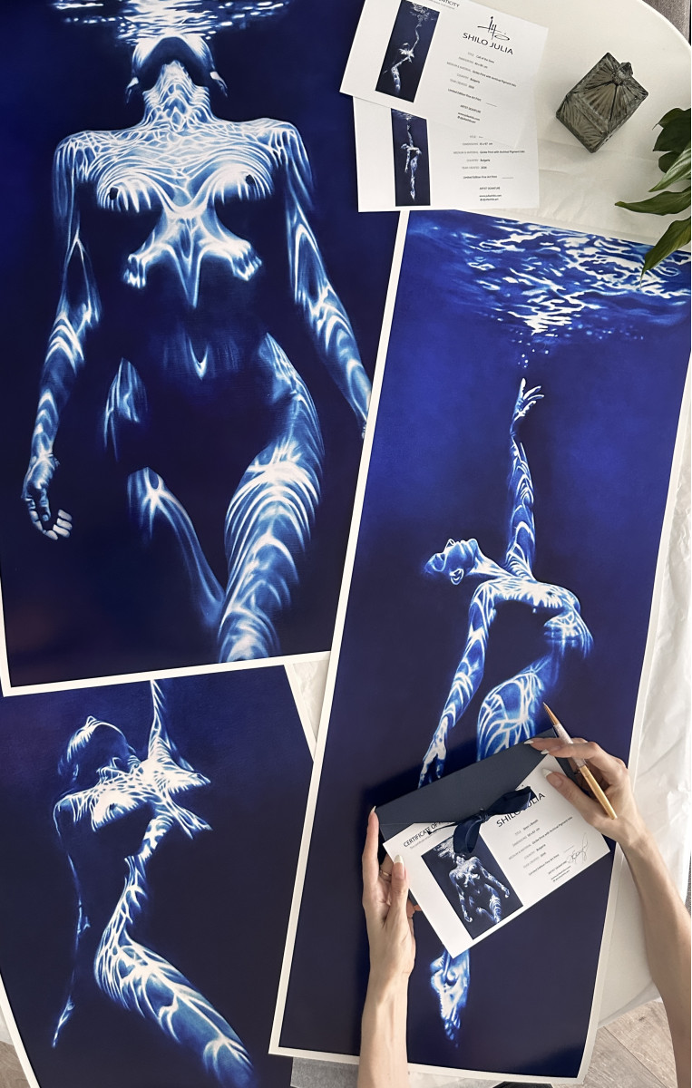Siren's Song — Prussian Blue Underwater Nude Print
