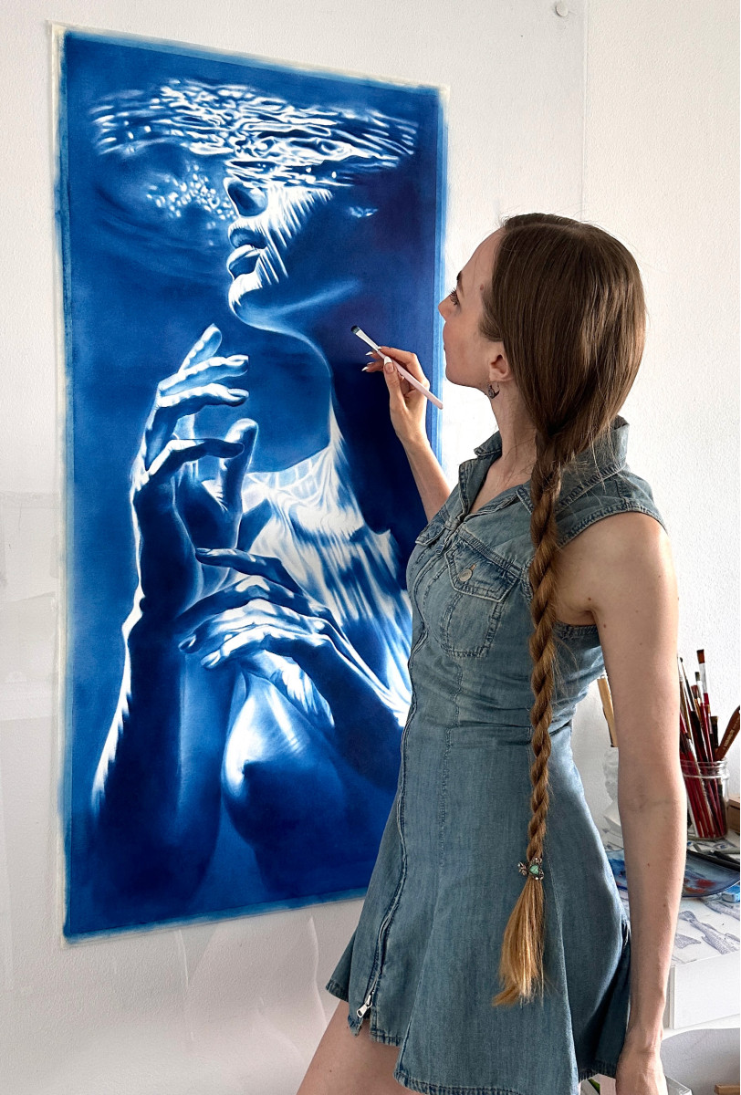 The Mermaid's Curiosity — Blue Water Ocean Nude