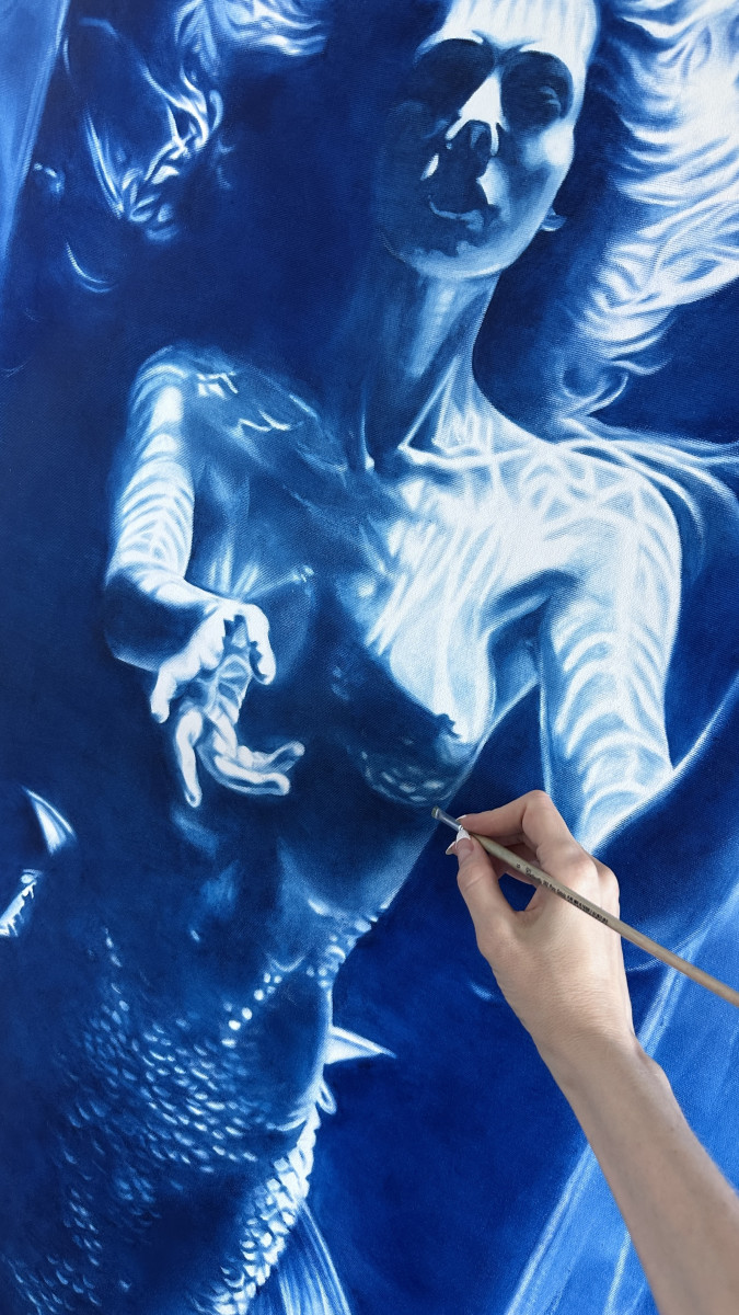 The Mermaid's Secret — A Figure Holding What the Depths Refuse to Give Up