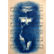 Muse №3 - Contemporary Blue Figurative Painting on Vintage Sheet Music – Female Form, Cyanotype Style, Inspirational Art Series