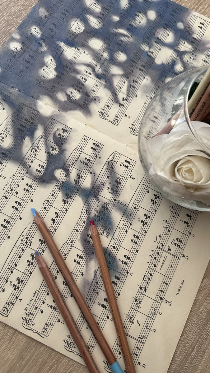 Silhouette Sonata No.3 — Abstract Light and Shadow on Vintage Score