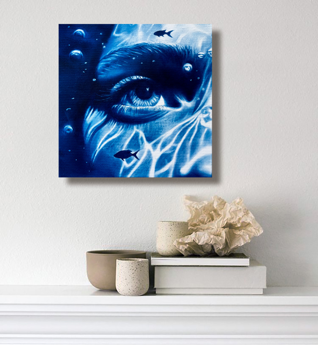 Fish Eye View – Blue Underwater Lights and Shadows Portrait