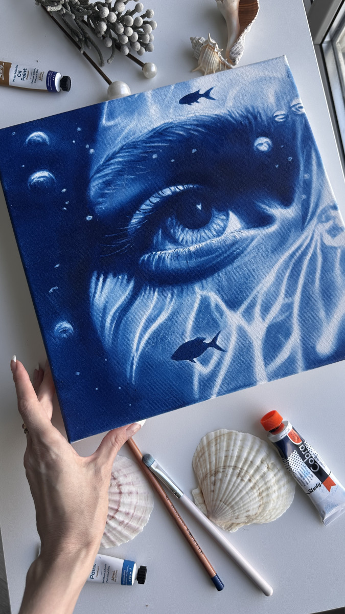Fish Eye View – Blue Underwater Lights and Shadows Portrait