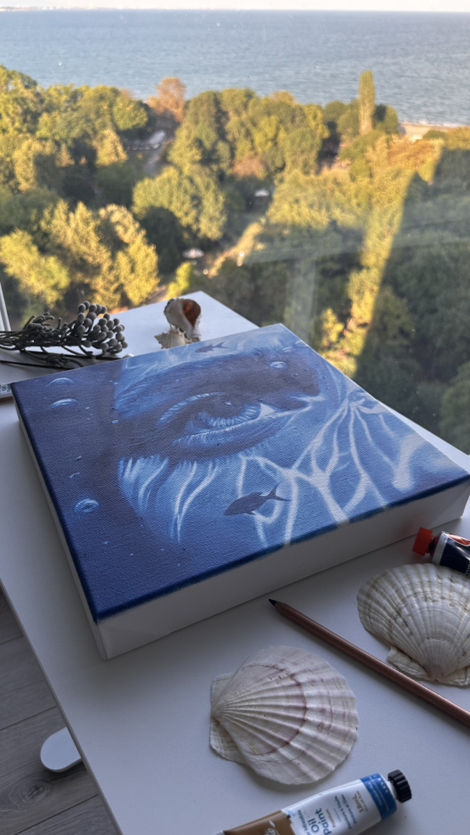Fish Eye View – Blue Underwater Lights and Shadows Portrait