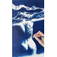 Large Blue Siren Painting – Mythological Water Figure