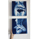 Turn the Other Cheek – Blue Female Nude with Fish Shadow