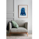 Muse №4 -Moonlight Blue Figurative Painting on Vintage Sheet Music – Female Silhouette, Water Reflection, Inspiration Art Series
