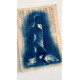 Muse №4 -Moonlight Blue Figurative Painting on Vintage Sheet Music – Female Silhouette, Water Reflection, Inspiration Art Series