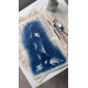 Muse №4 -Moonlight Blue Figurative Painting on Vintage Sheet Music – Female Silhouette, Water Reflection, Inspiration Art Series
