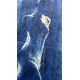 Muse №4 -Moonlight Blue Figurative Painting on Vintage Sheet Music – Female Silhouette, Water Reflection, Inspiration Art Series