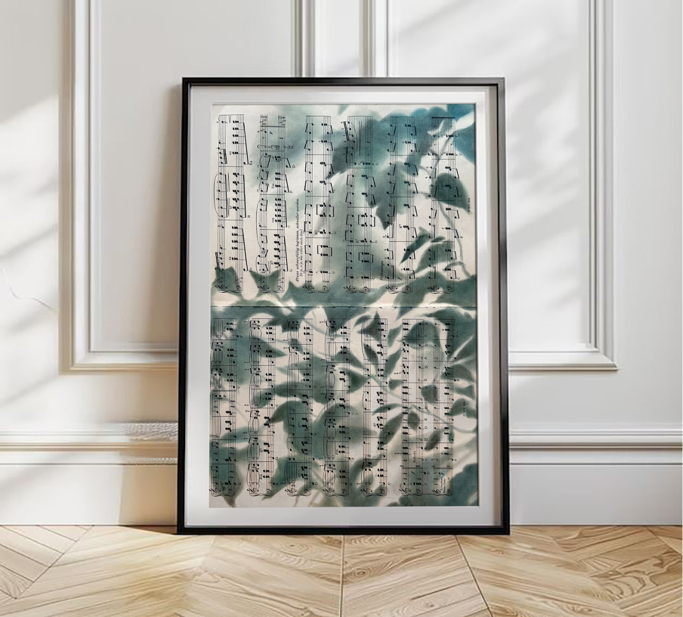 Silhouette Sonata No.5 — Botanical Silhouette Art on Vintage Sheet Music