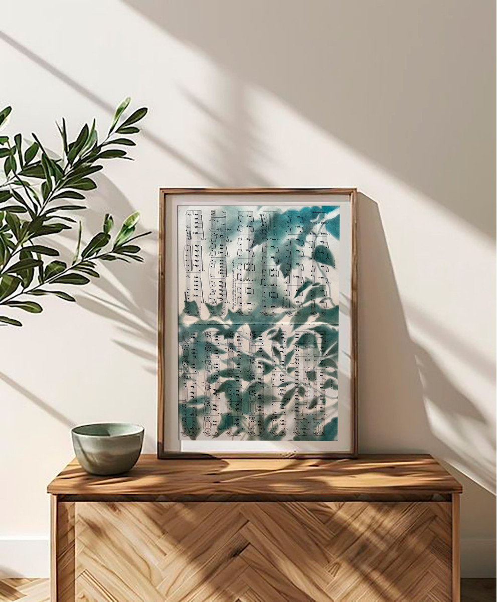Silhouette Sonata No.5 — Botanical Silhouette Art on Vintage Sheet Music