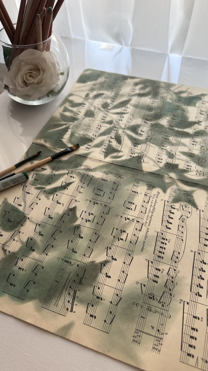 Silhouette Sonata No.5 — Botanical Silhouette Art on Vintage Sheet Music