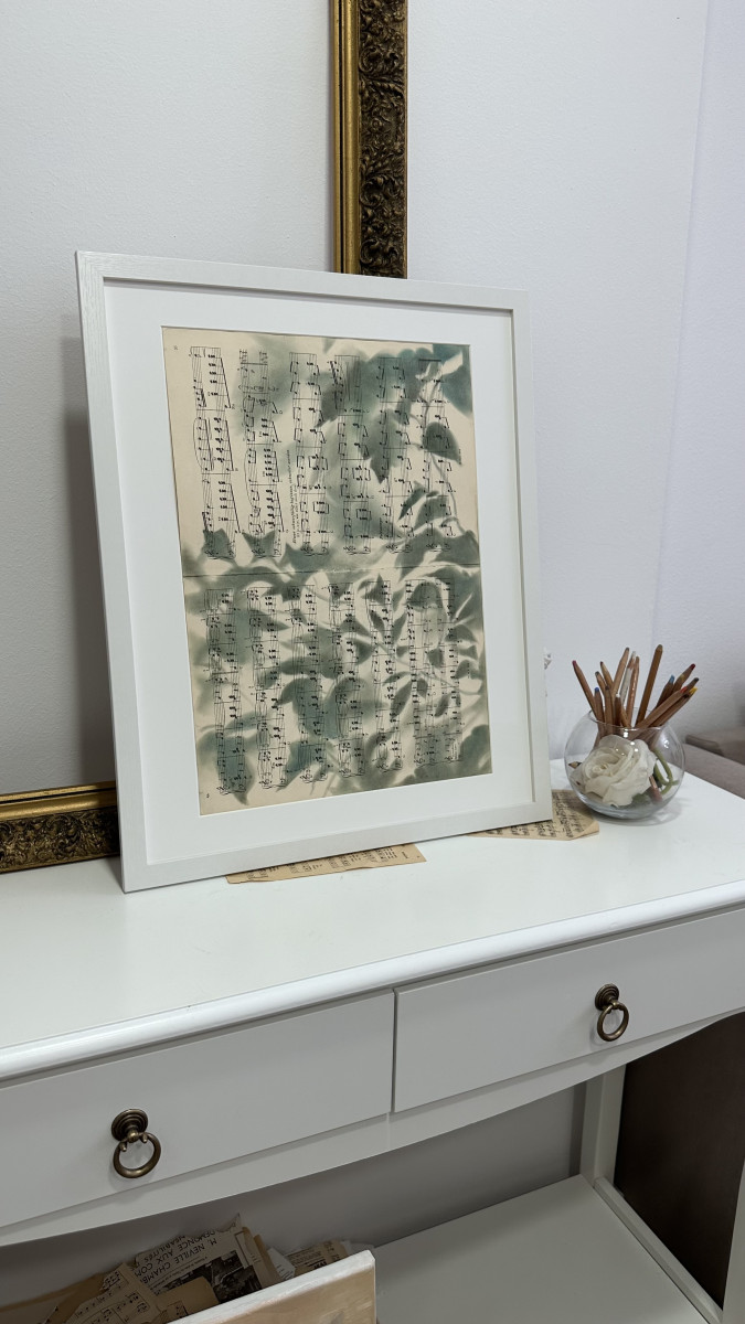 Silhouette Sonata No.5 — Botanical Silhouette Art on Vintage Sheet Music