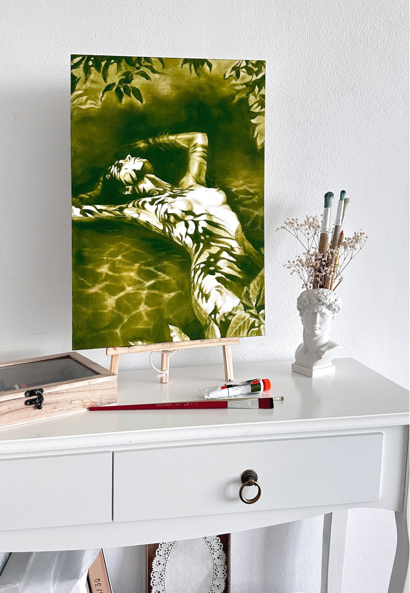 The Forest Nymph’s Midday Nap - Olive Green Shadow Nude