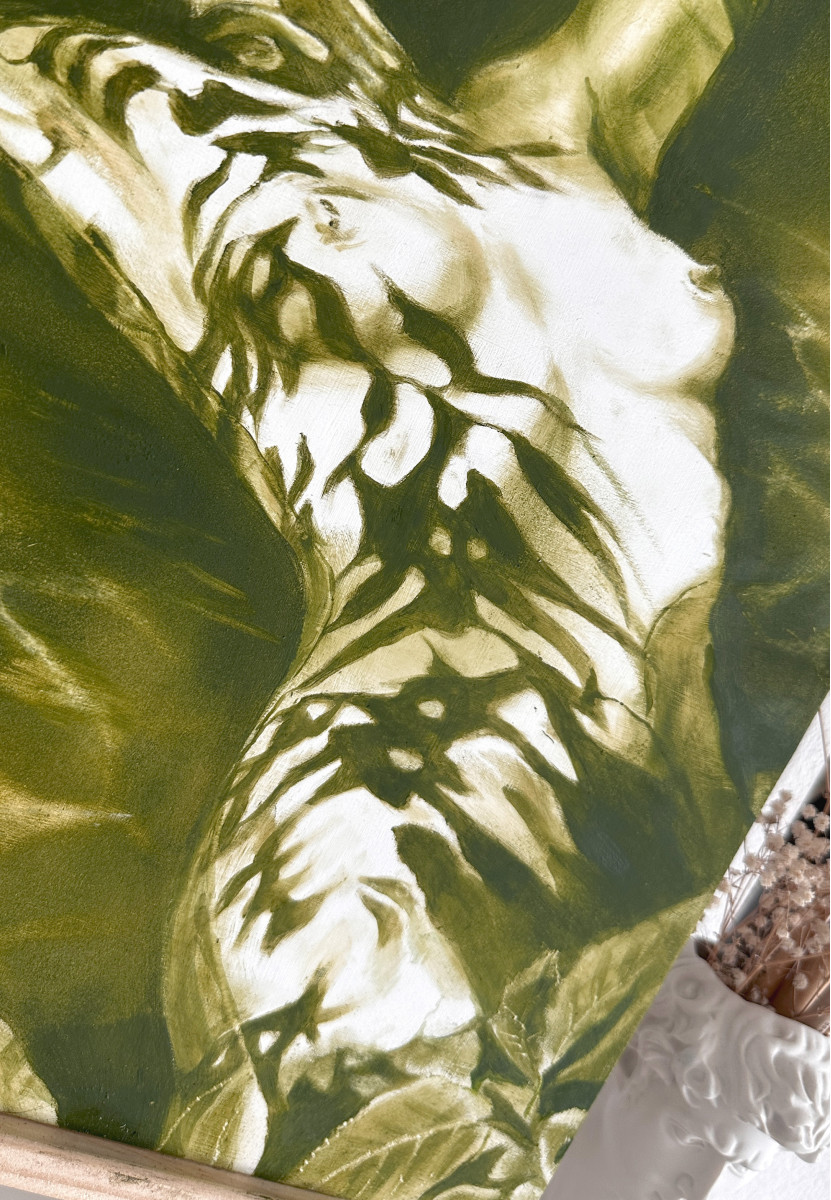 The Forest Nymph’s Midday Nap - Olive Green Shadow Nude