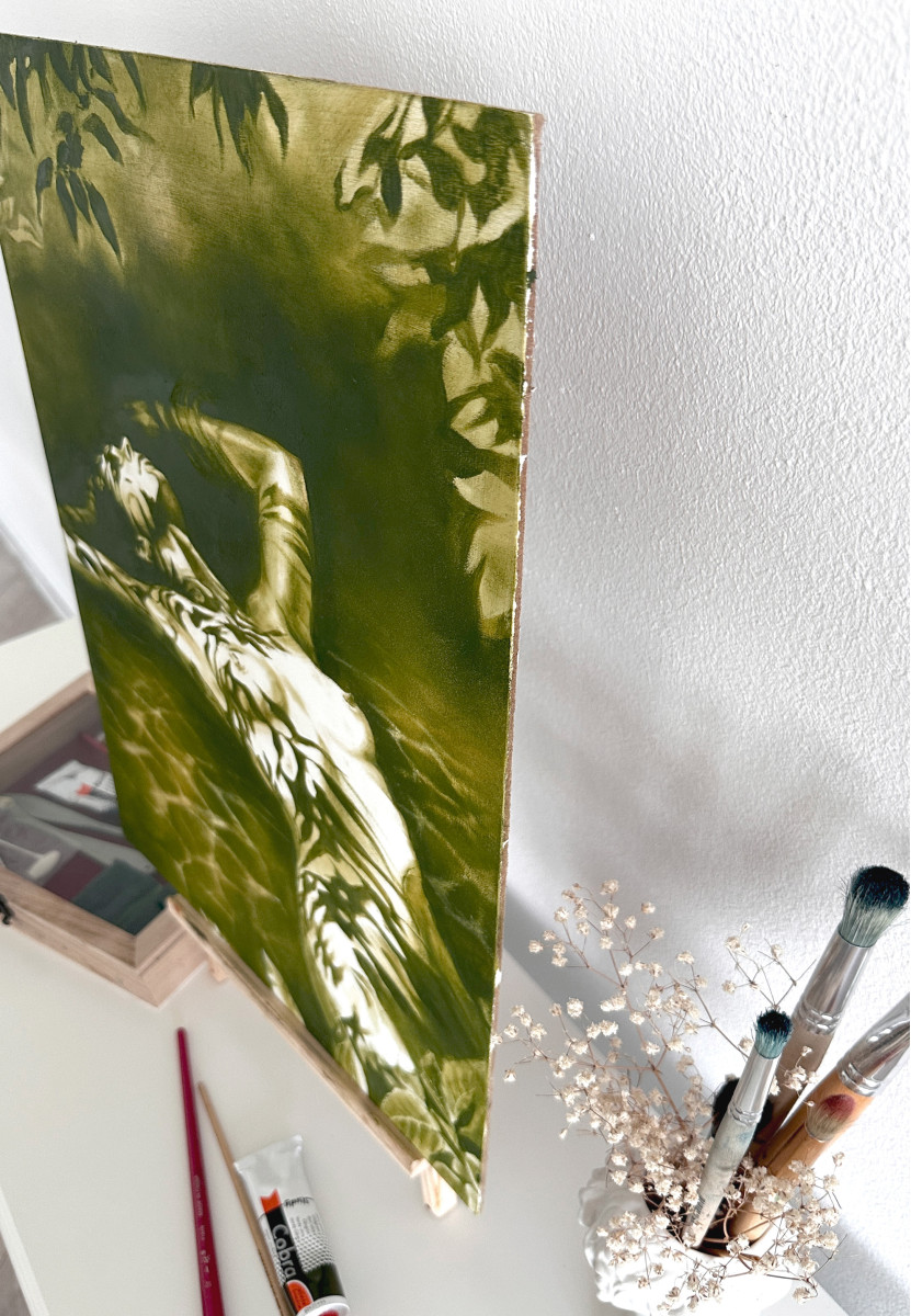 The Forest Nymph’s Midday Nap - Olive Green Shadow Nude