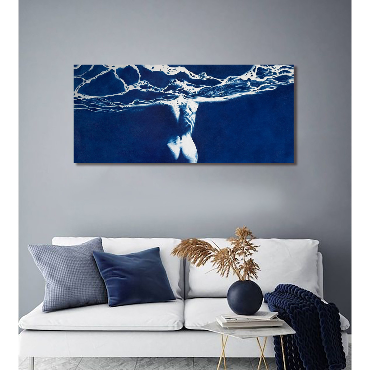 Large Blue Siren Limited Edition Fine Art Print – Mythological Water Figure