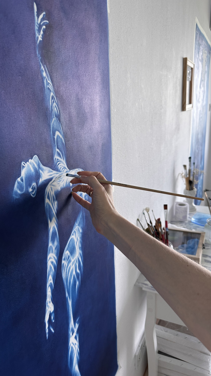 Siren's Call - Vertical Blue Underwater Nude