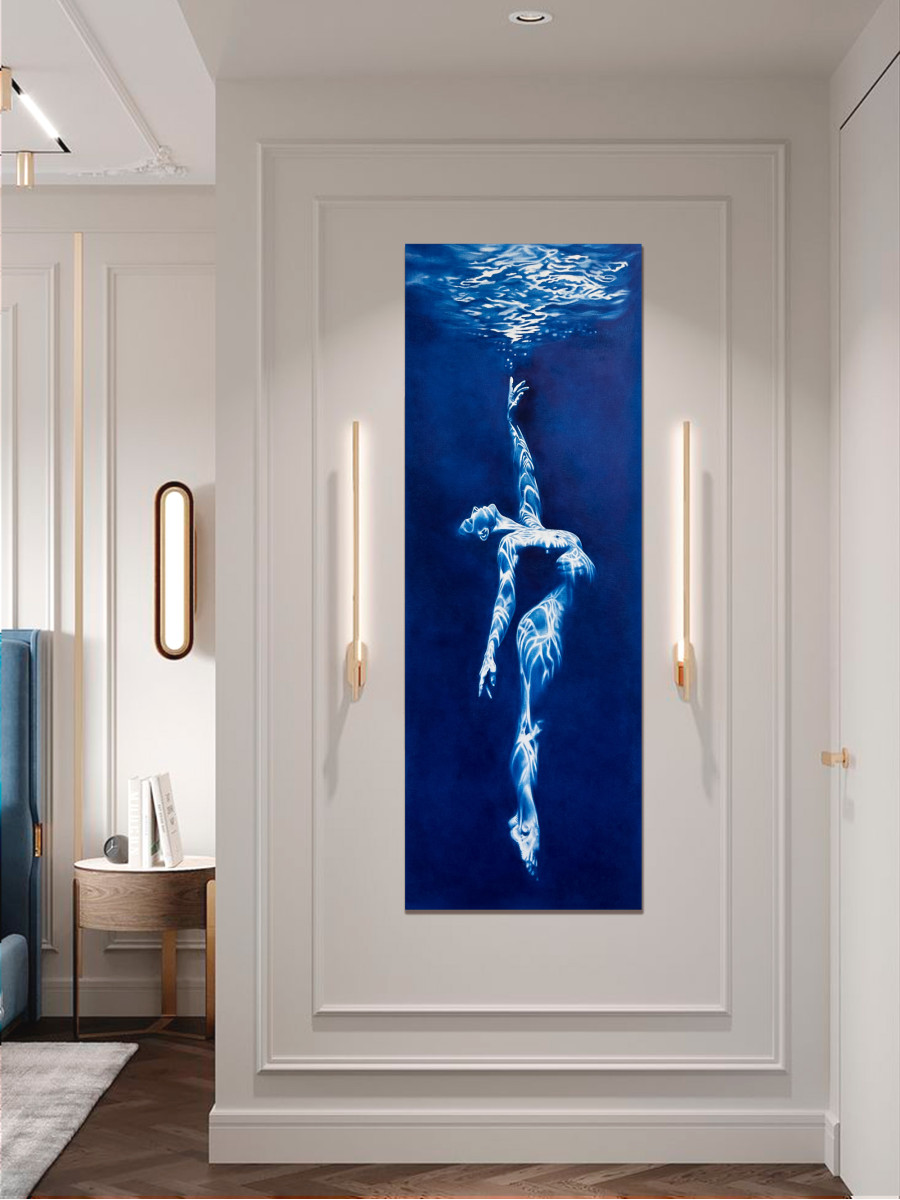 Siren's Call - Vertical Blue Underwater Nude