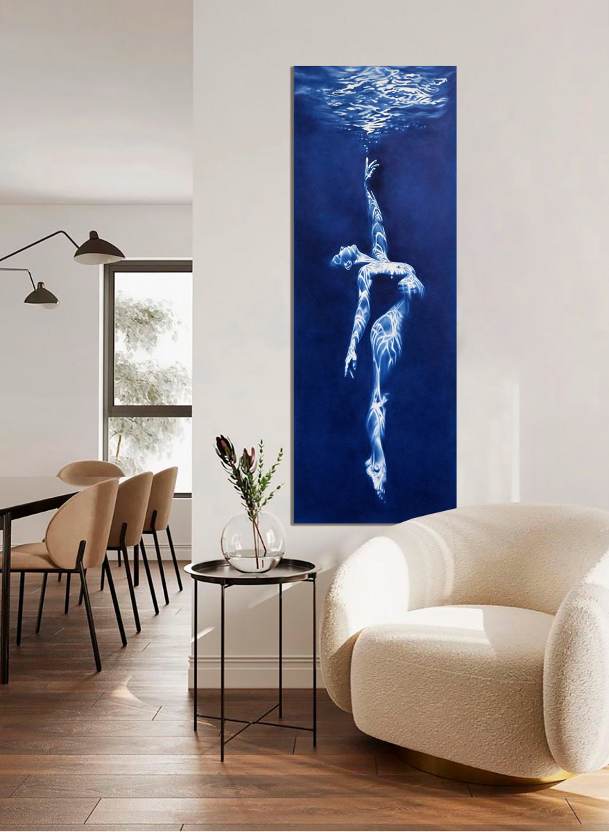 Siren's Call - Vertical Blue Underwater Nude