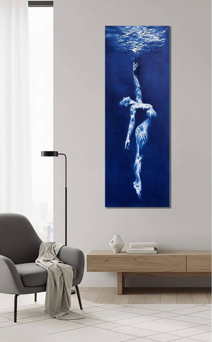 Siren's Call - Vertical Blue Underwater Nude