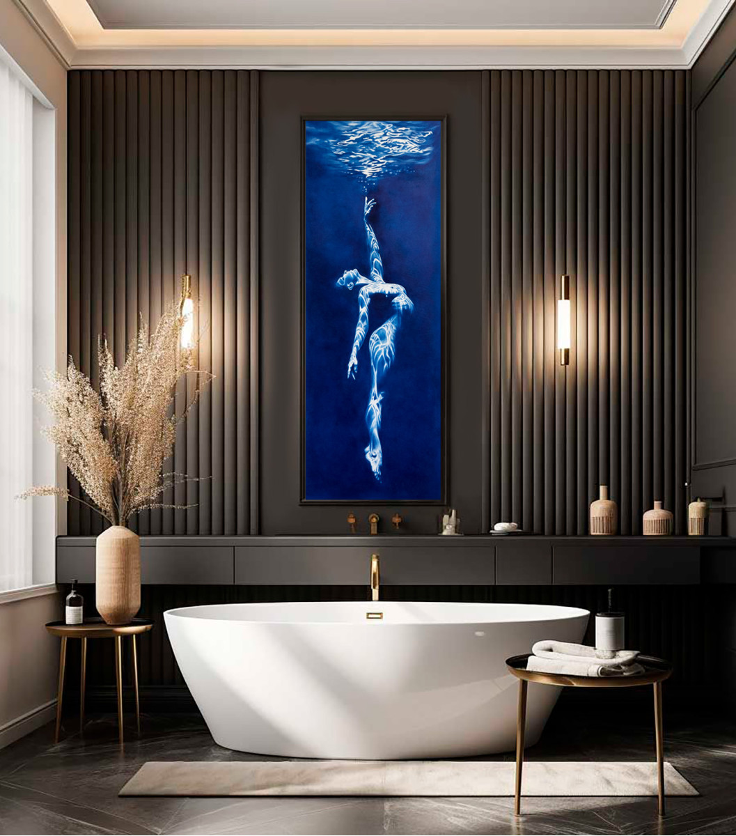 Siren's Call - Vertical Blue Underwater Nude