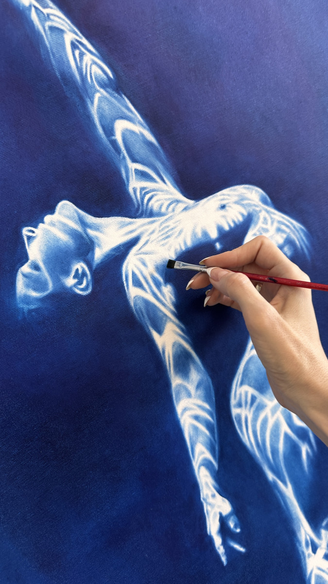 Siren's Call - Vertical Blue Underwater Nude