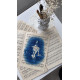 Muse №6 - Blue Figurative Painting on Vintage Sheet Music – Woman Playing Piano, Cyanotype Style Art, Contemporary Music Inspired Artwork