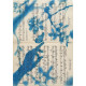 Muse №7 - Blue Painting on Vintage Sheet Music – Hand, Leaves and Butterfly, Cyanotype Style Nature Inspired Minimalist Wall Art