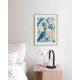 Muse №7 - Blue Painting on Vintage Sheet Music – Hand, Leaves and Butterfly, Cyanotype Style Nature Inspired Minimalist Wall Art