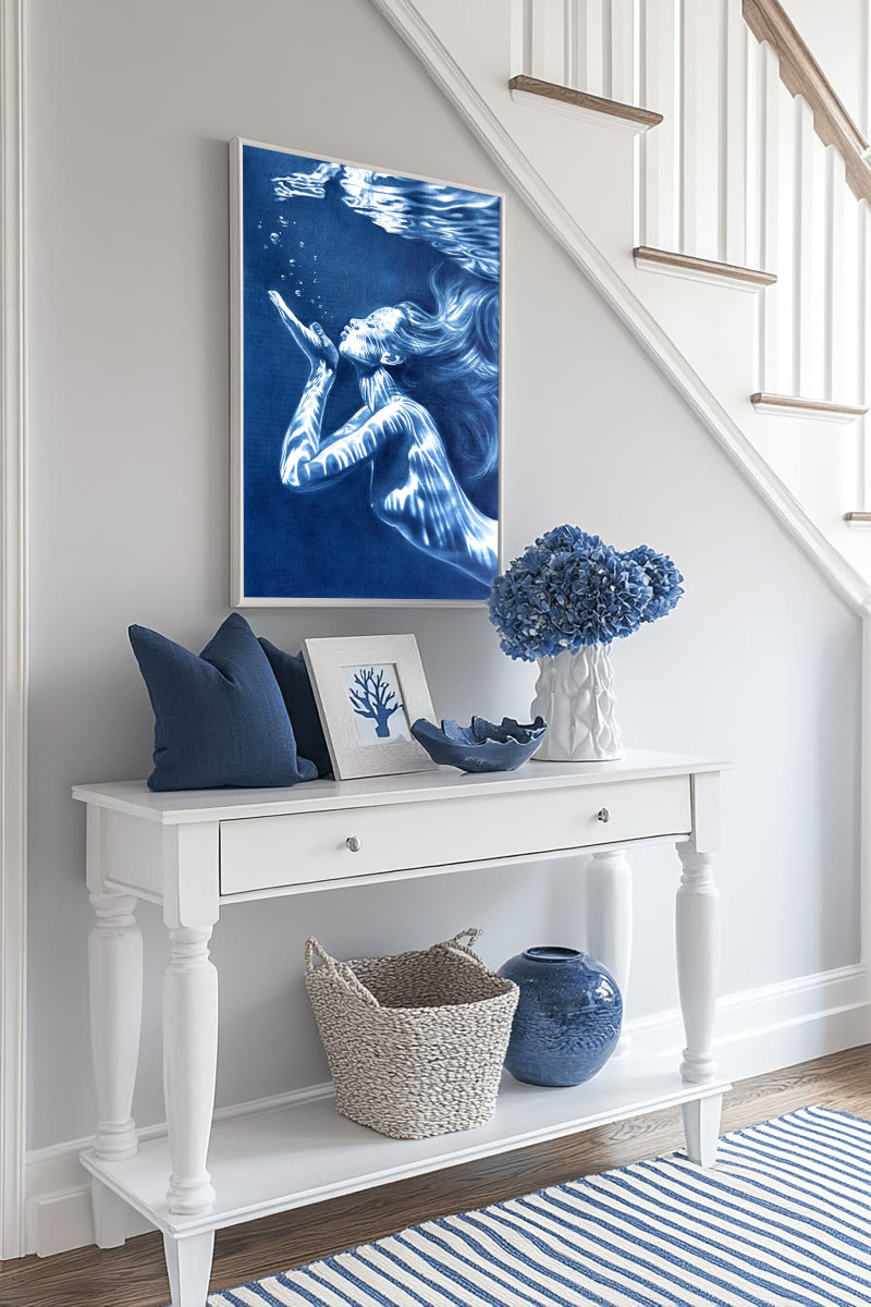 The Mermaid's Kiss – Fleeting Memory, Underwater Reflections in Blue Ocean