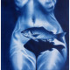 Something Fishy – Blue Female Nude with Fish Shadow
