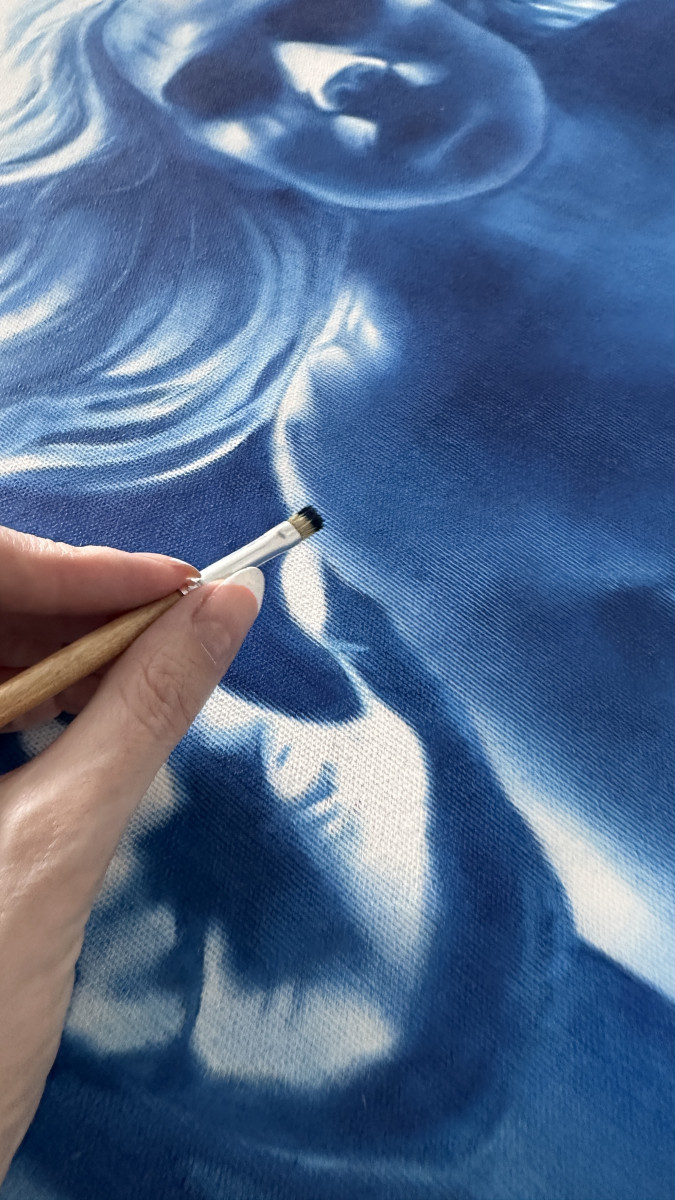 The Secret of the Mermaid - Large Blue Surreal Ocean Wall Decor, Conceptual Feminine Artwork