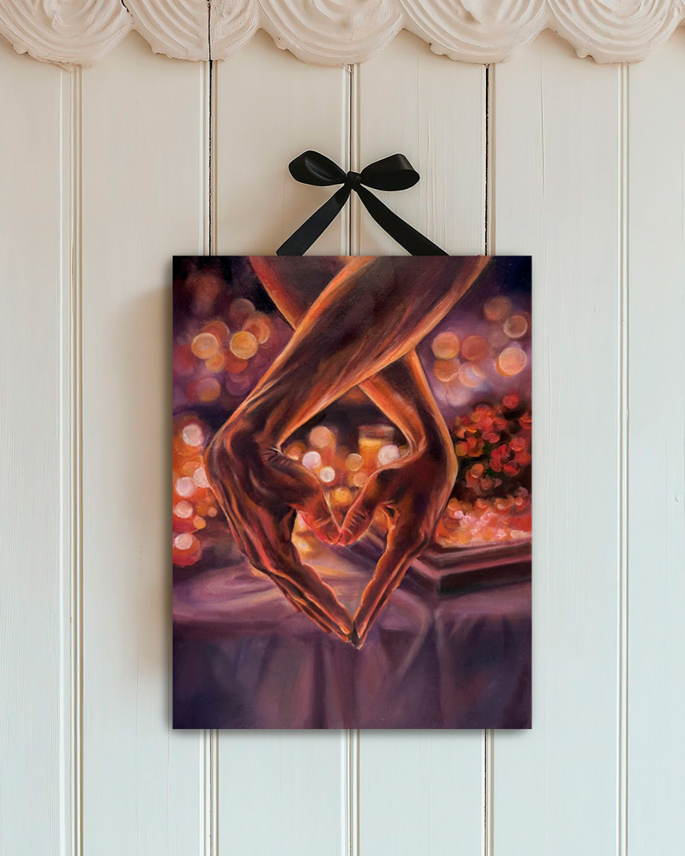I Can Be Myself With You – Romantic Oil Painting of Joined Hands, Comfort Zone Series