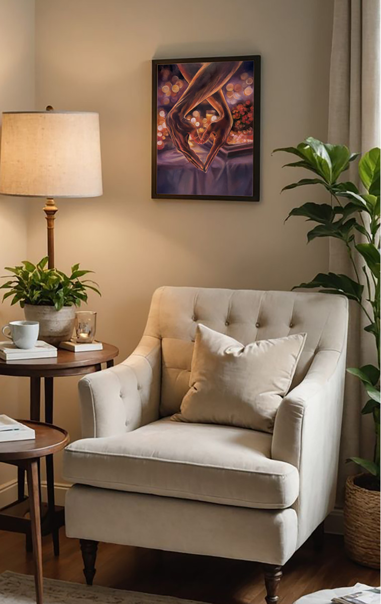 I Can Be Myself With You – Romantic Oil Painting of Joined Hands, Comfort Zone Series