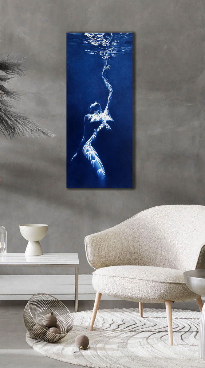 Call of the Siren - Blue Monochrome Underwater Nude
