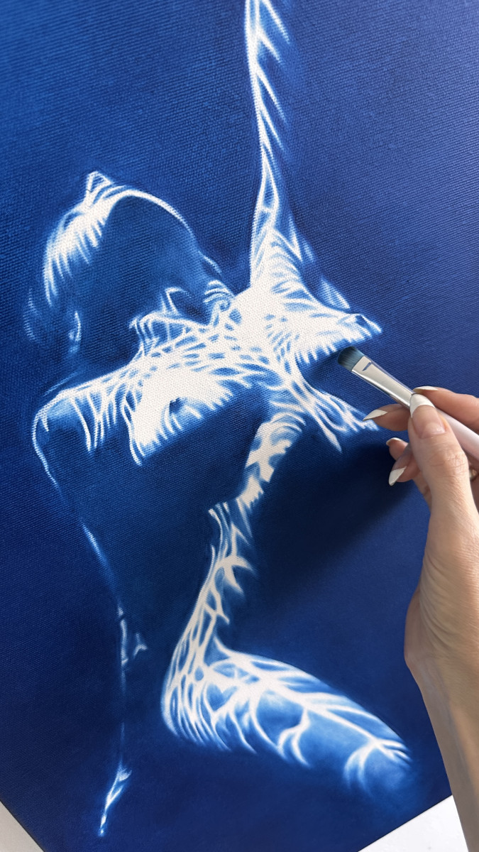 Call of the Siren - Blue Monochrome Underwater Nude