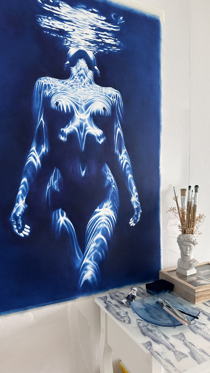 Siren's Breath - Large Blue Underwater Nude