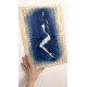 Muse №2 - Contemporary Nude Figurative Oil Painting on Vintage Music Sheet – Cyanotype Style Female Form Artwork, Inspiration Series