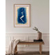 Muse №2 - Contemporary Nude Figurative Oil Painting on Vintage Music Sheet – Cyanotype Style Female Form Artwork, Inspiration Series