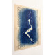 Muse №2 - Contemporary Nude Figurative Oil Painting on Vintage Music Sheet – Cyanotype Style Female Form Artwork, Inspiration Series