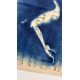 Muse №2 - Contemporary Nude Figurative Oil Painting on Vintage Music Sheet – Cyanotype Style Female Form Artwork, Inspiration Series