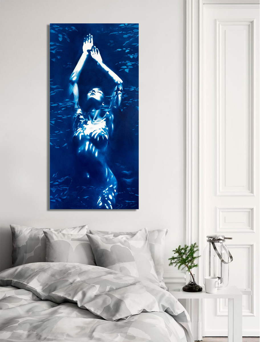 The Forest Nymph's Conversation with the Moon - Blue Night Nude