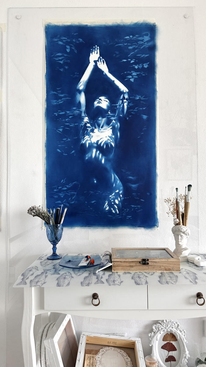 The Forest Nymph's Conversation with the Moon - Blue Night Nude