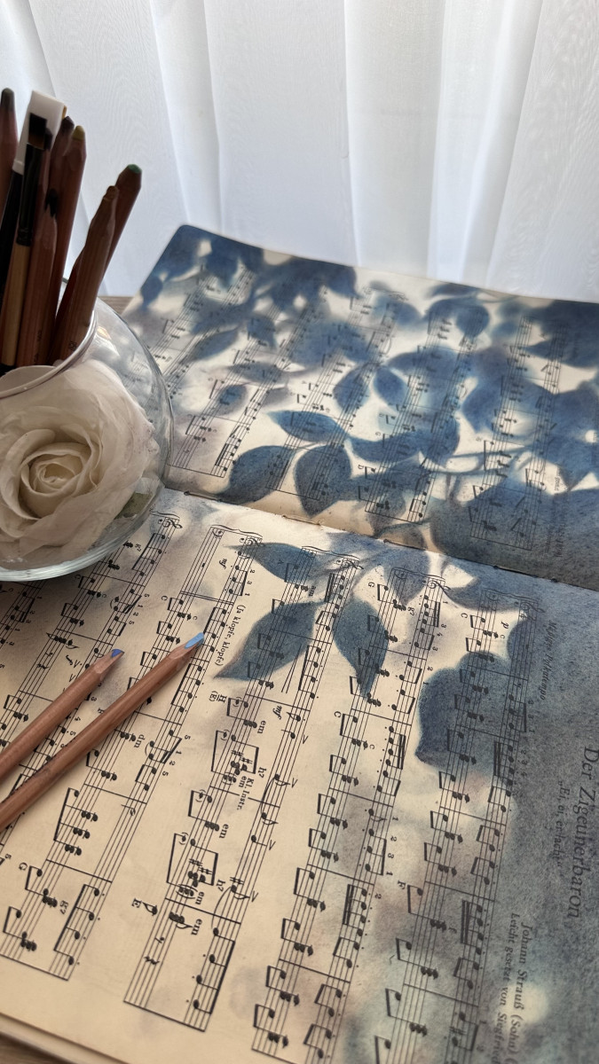 Silhouette Sonata No.2 — Leaf Shadows Over Vintage Strauss Score
