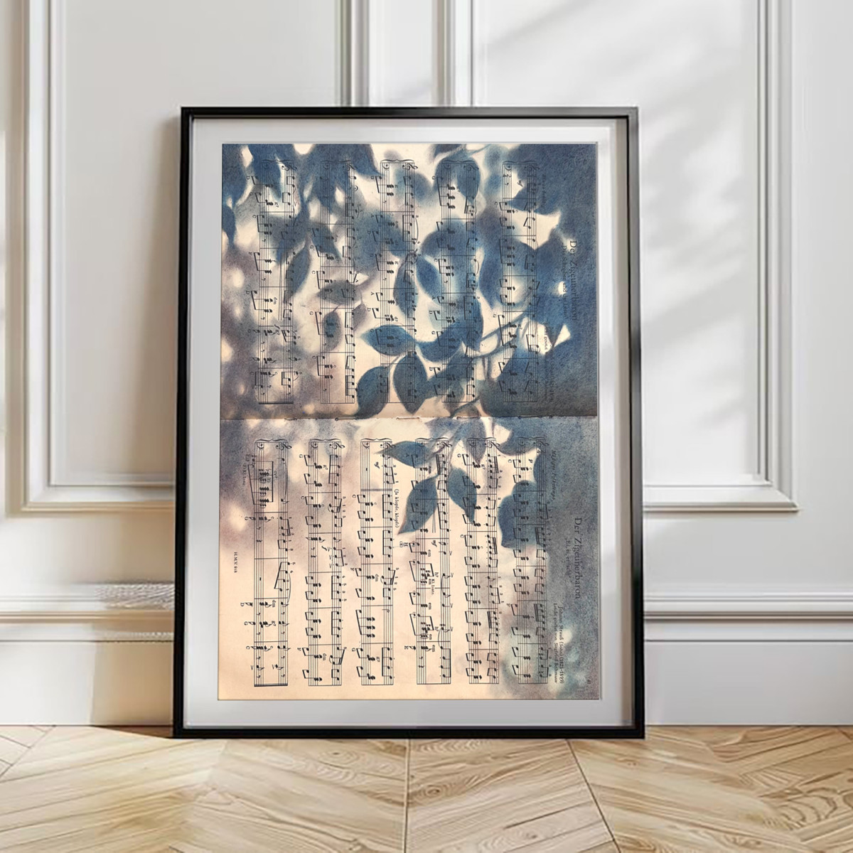 Silhouette Sonata No.2 — Leaf Shadows Over Vintage Strauss Score