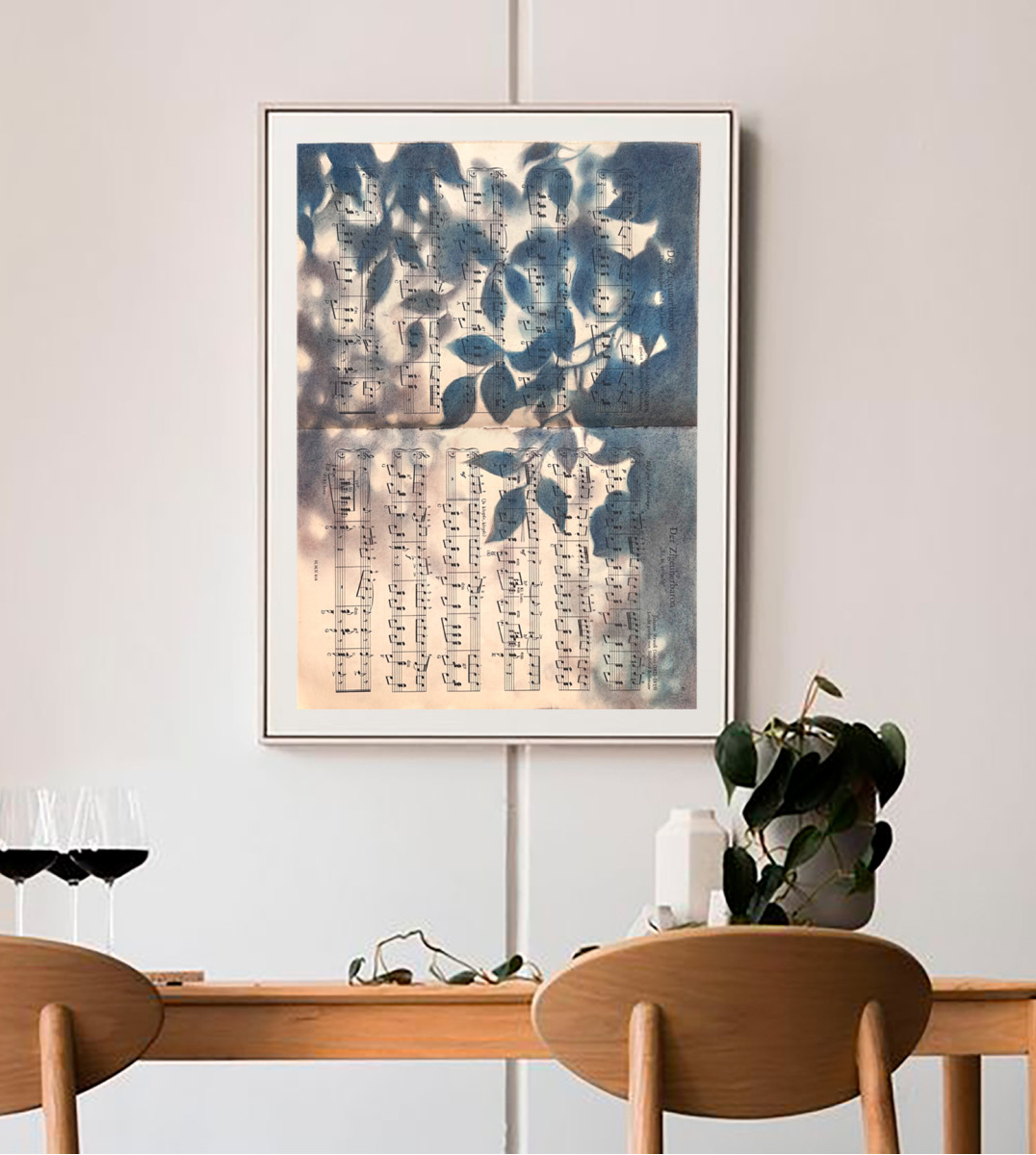 Silhouette Sonata No.2 — Leaf Shadows Over Vintage Strauss Score