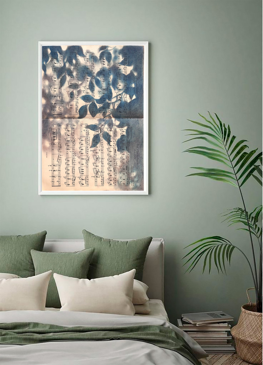 Silhouette Sonata No.2 — Leaf Shadows Over Vintage Strauss Score